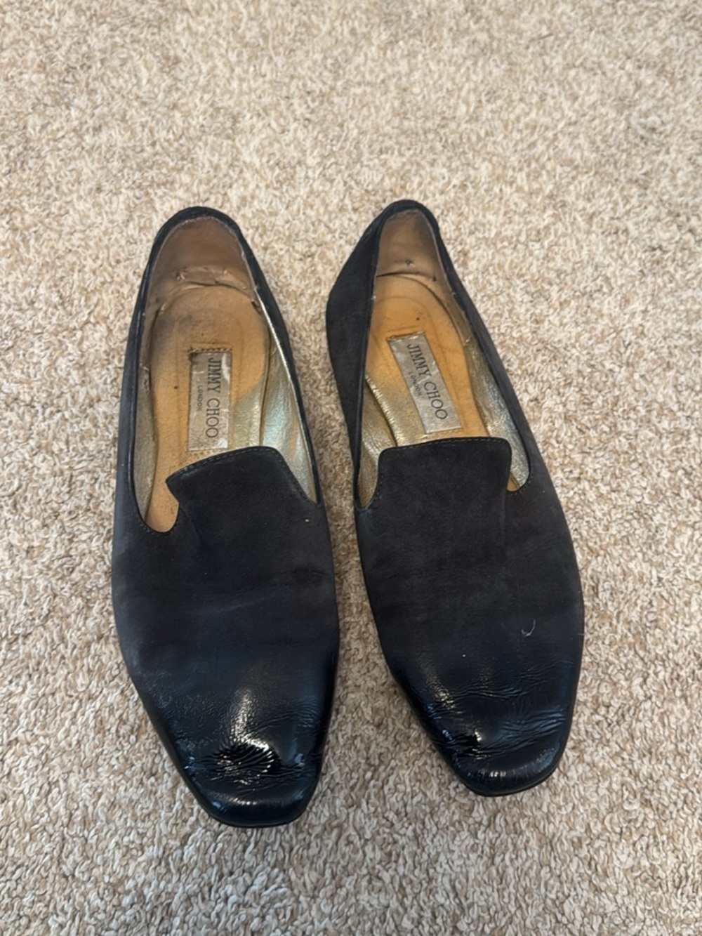 Jimmy Choo Black Suede and Leather Women's Loafers